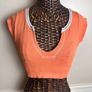 Urban Outfitters Out From Under Go For Gold Orange Seamless Crop Top Size XS